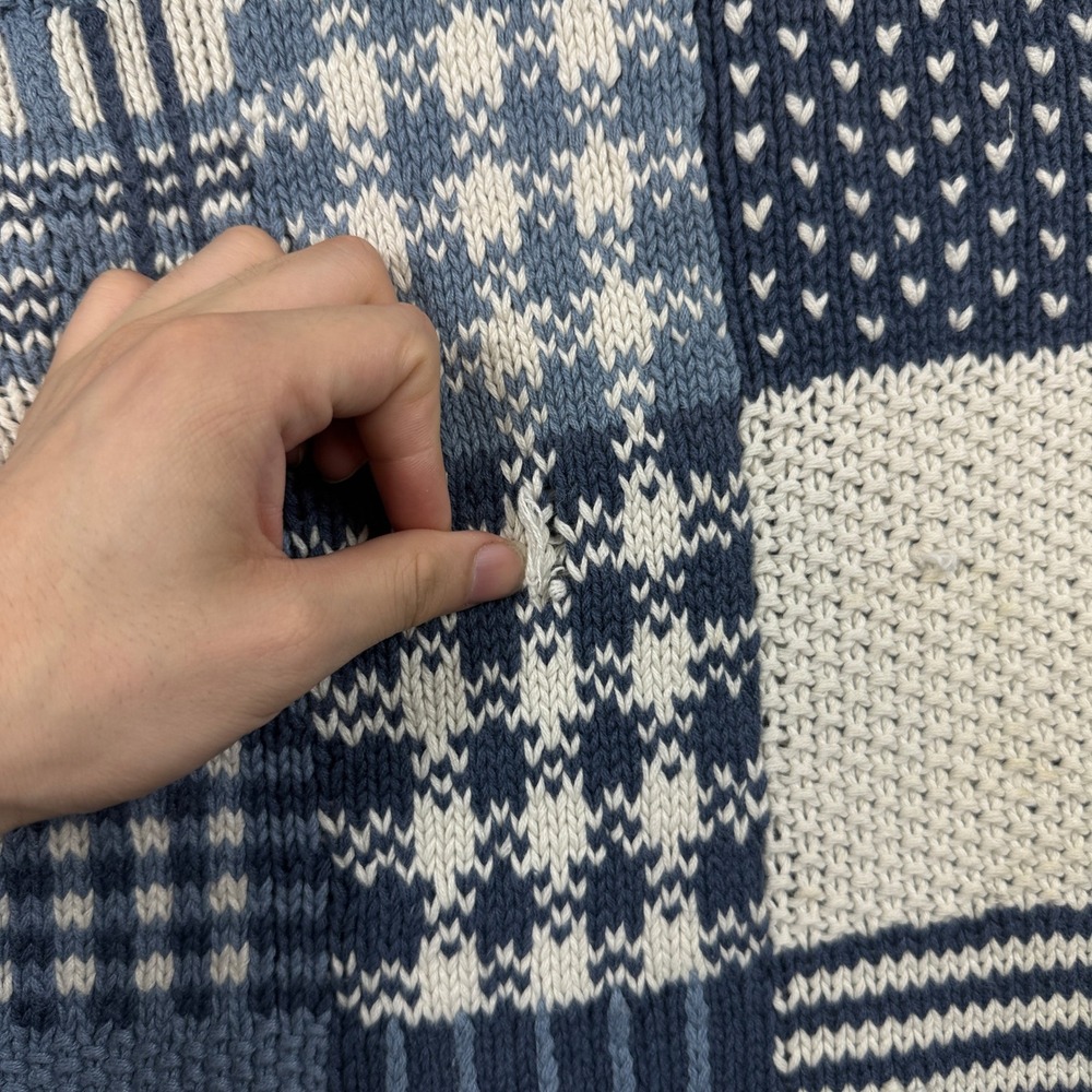 Paul Harris Design Patchwork Sweater Womens Small Blue Hand Knitted Cottagecore - Picture 2 of 8